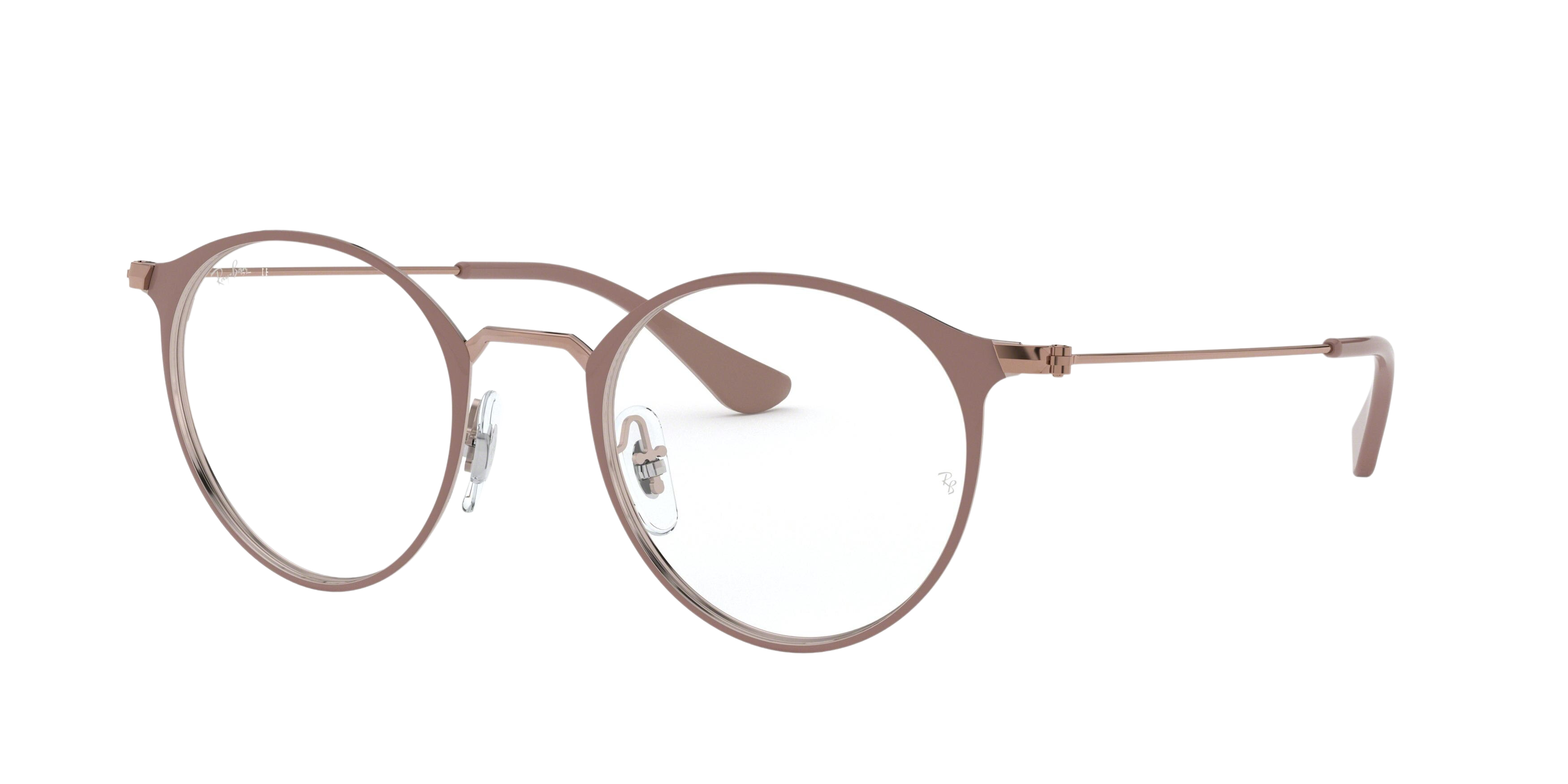Ray-Ban RX6378 round eyeglasses in Copper on Top Light Brown