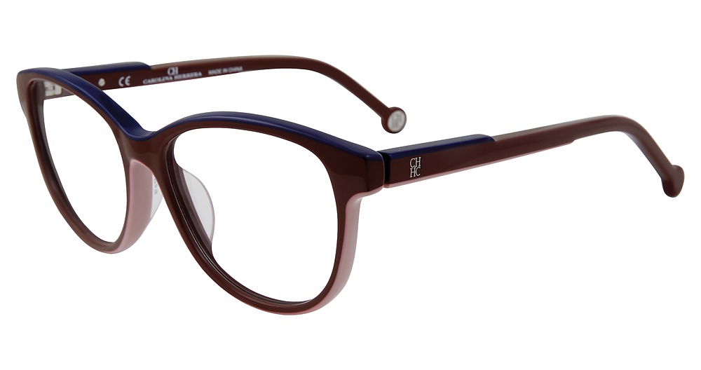 Carolina Herrera VHE800K round eyeglasses in Burgundy 07 Uk