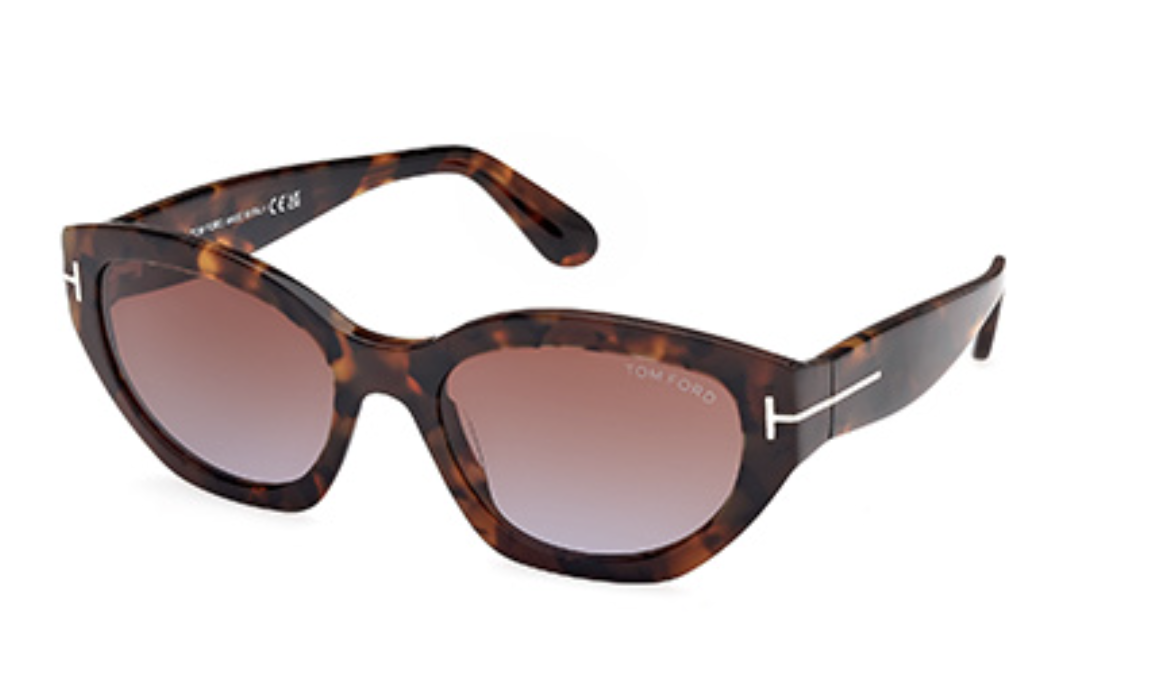 Tom Ford FT1086 irregular sunglasses in Dark Havana/Gradient Brown