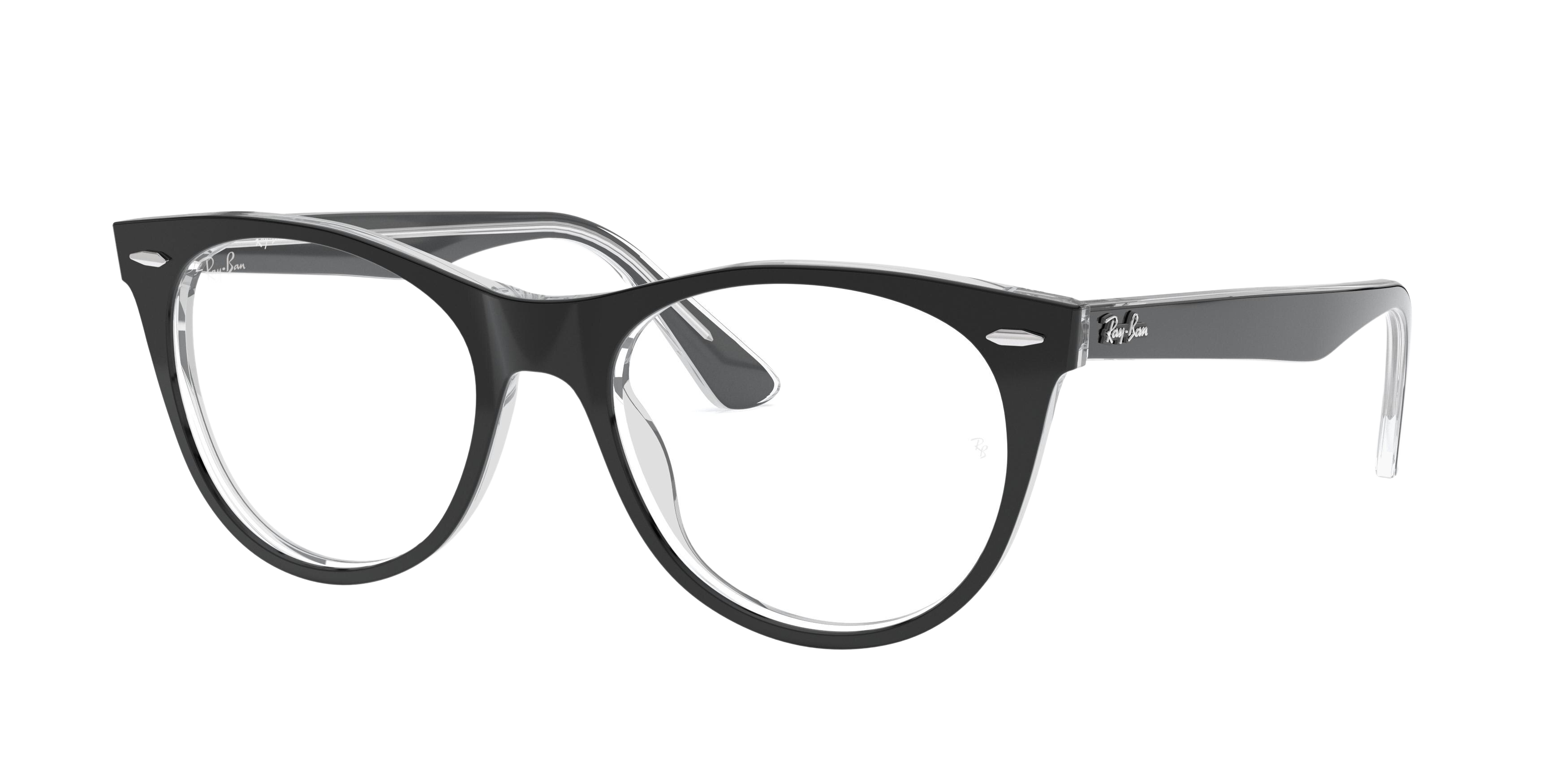 Ray-Ban RX2185V round eyeglasses in Top Black on Transparent