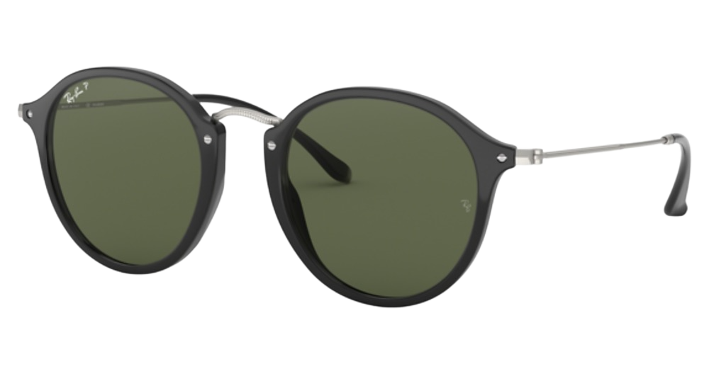 Ray-Ban RB2447 ROUND round sunglasses in Black/G 15 Green