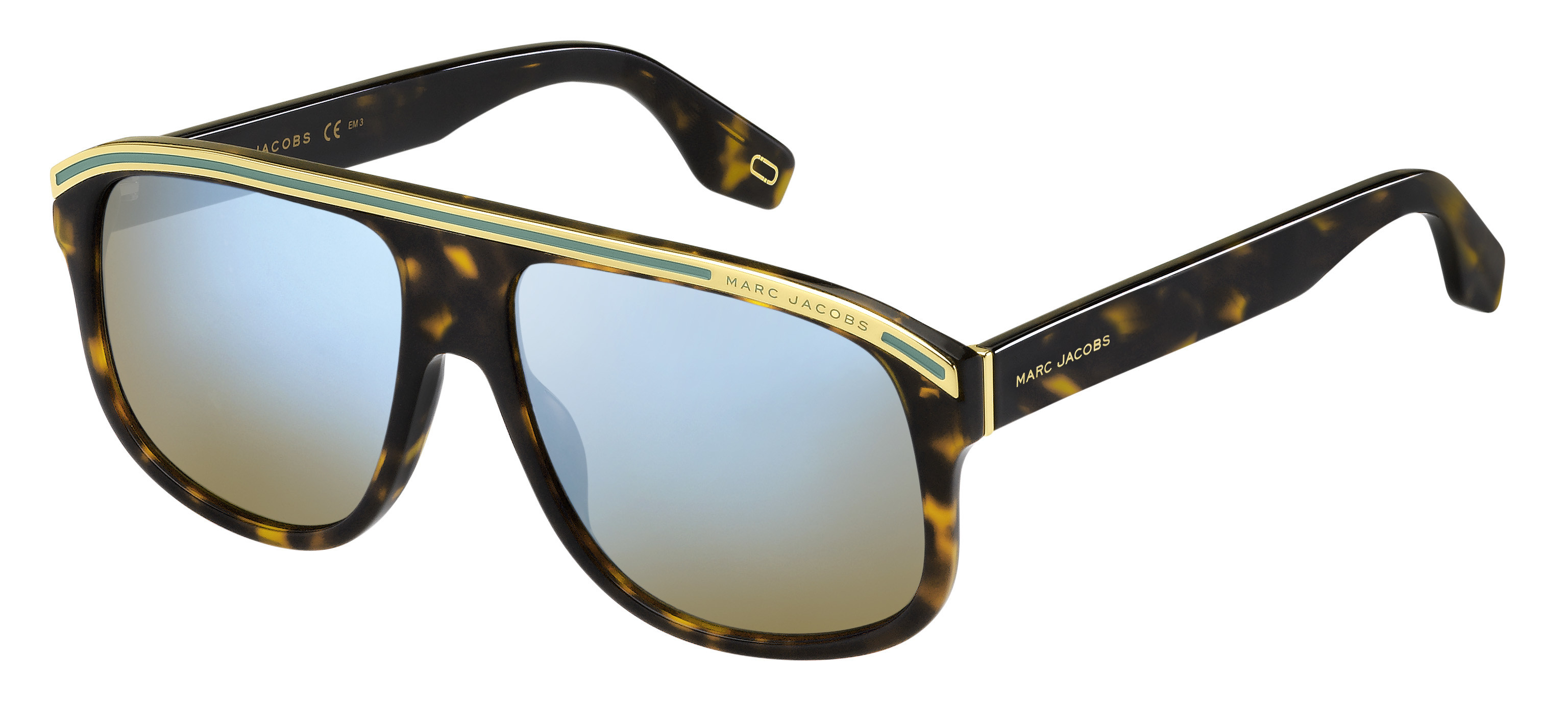 Marc Jacobs Marc 388/S rectangle sunglasses in Dark Havana (3 U Khaki Mirror Blue)