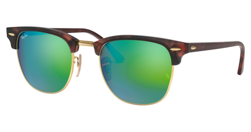 Ray-Ban RB3016 CLUBMASTER aviator sunglasses in Sand Havana/Gold/Grey Mirror Green