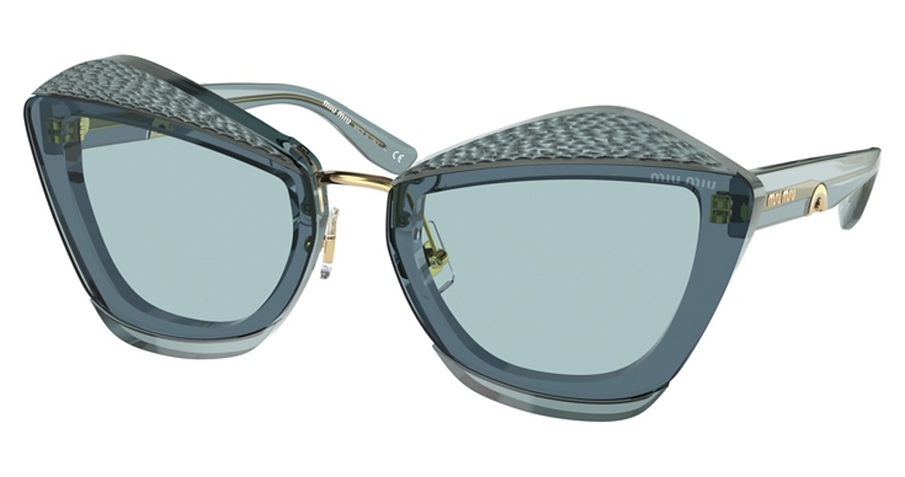Miu Miu MU 01XS cateye sunglasses in Blue Transparent/Blue