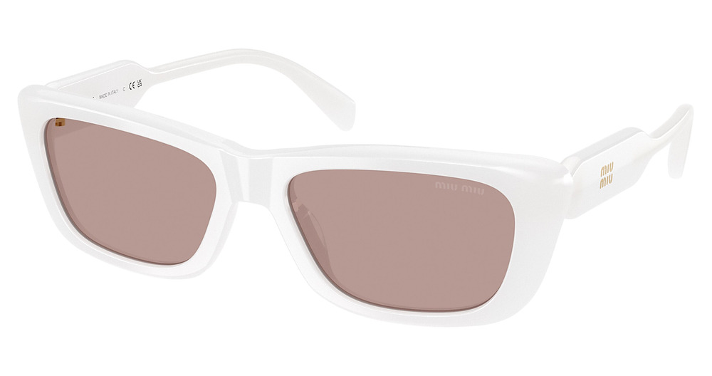 Miu Miu MU B12SF rectangle sunglasses in Opal White/Light Purple Brown