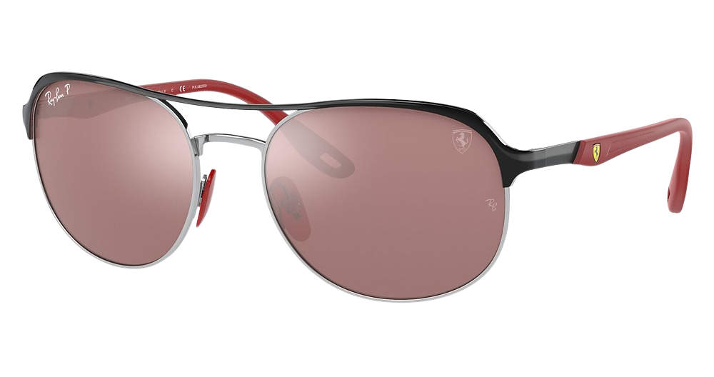 Ray-Ban RB3685M round sunglasses in Black on Silver