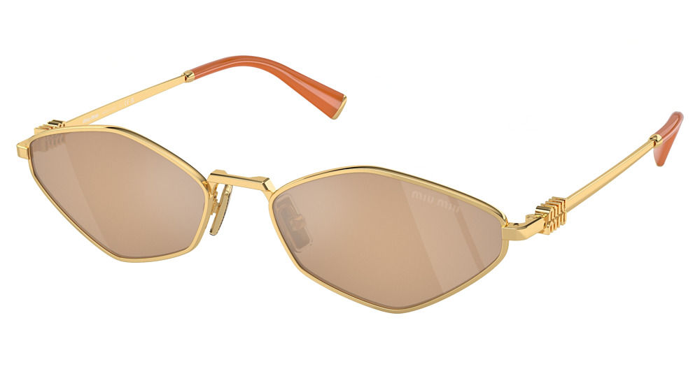 Miu Miu MU 56ZS round sunglasses in Gold/Lt Orange Mirror Silver Int