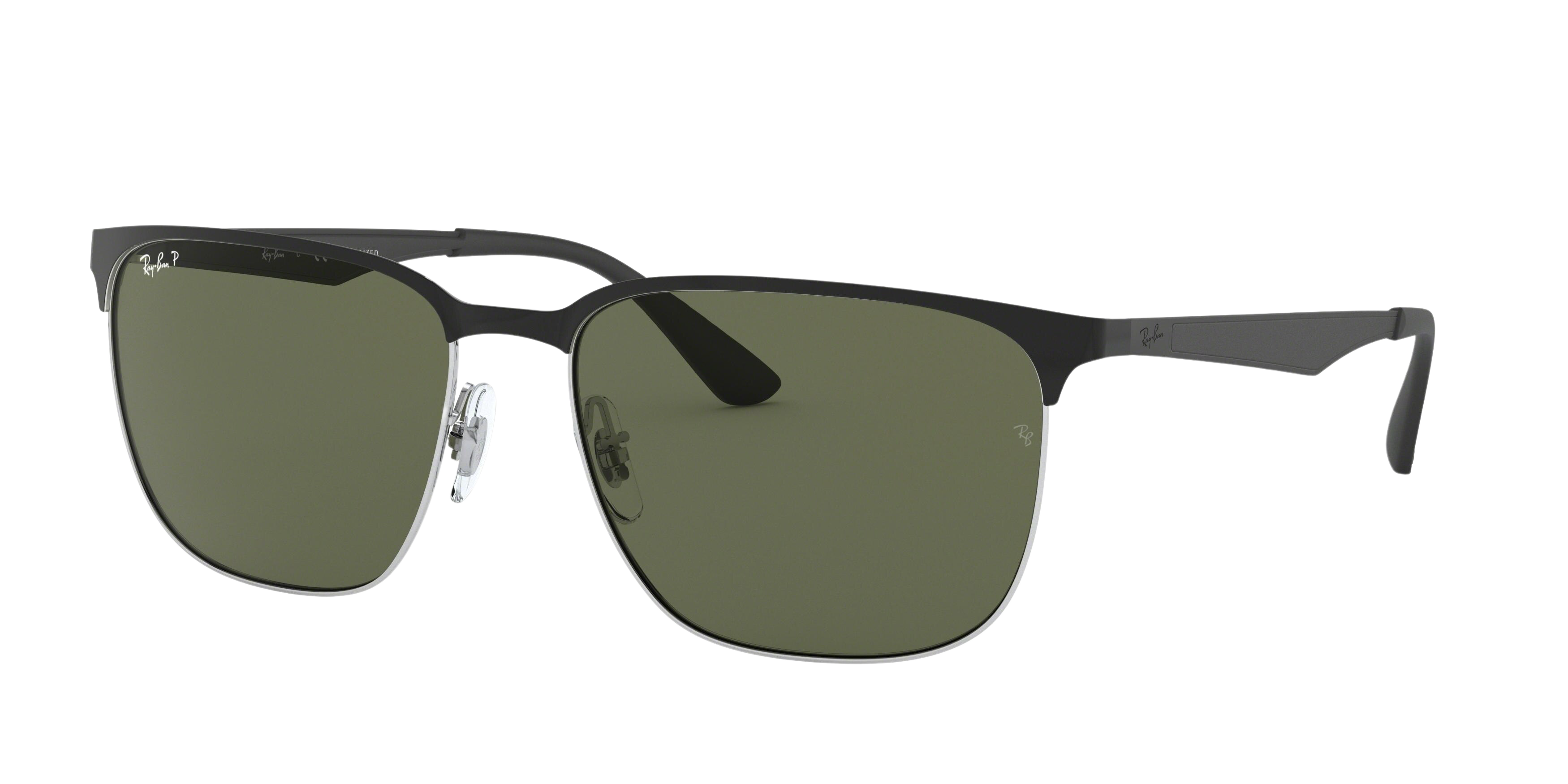 Ray-Ban RB3569 square sunglasses in Silver Top Shiny Black