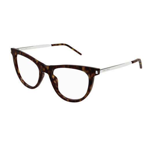 Saint Laurent SL 514 cateye eyeglasses in Havana Silver Transparent