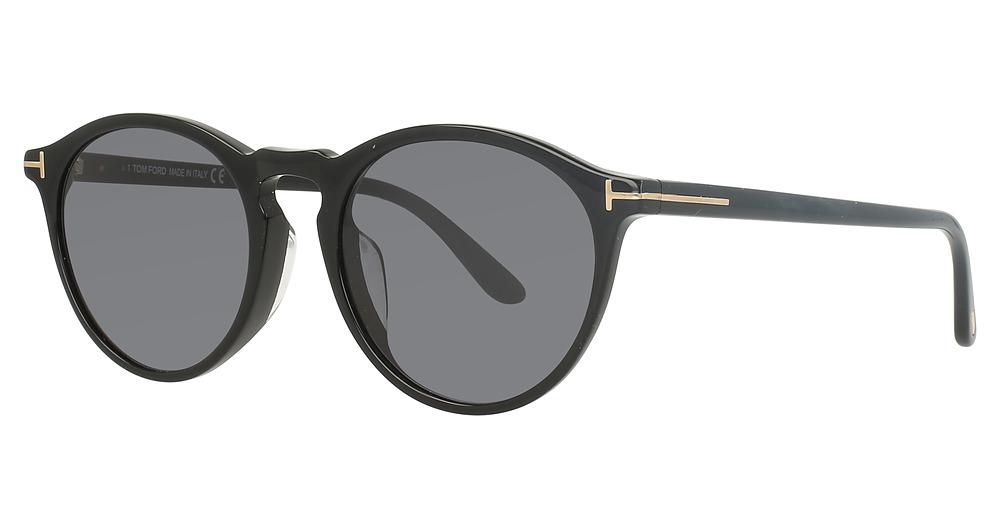 Tom Ford FT0904-F round sunglasses in Shiny Black/Smoke