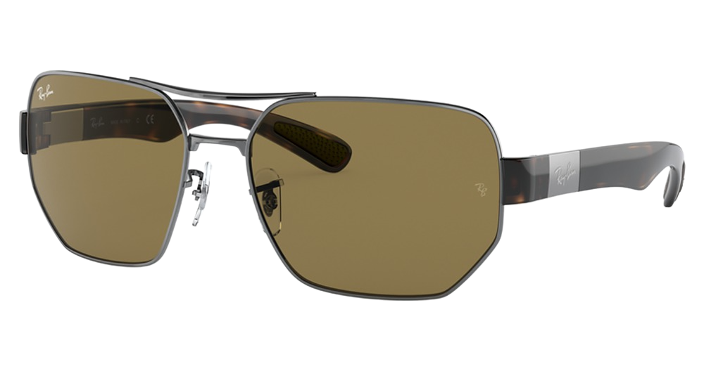 Ray-Ban RB3672 aviator sunglasses in Gunmetal/Dark Brown