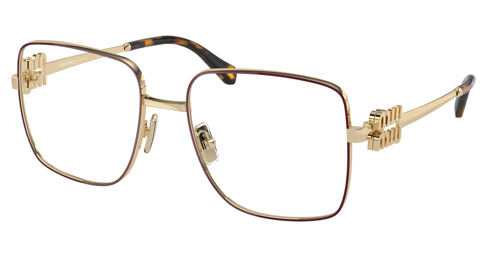 Miu Miu MU 51XV square eyeglasses in Bordeaux/Pale Oro