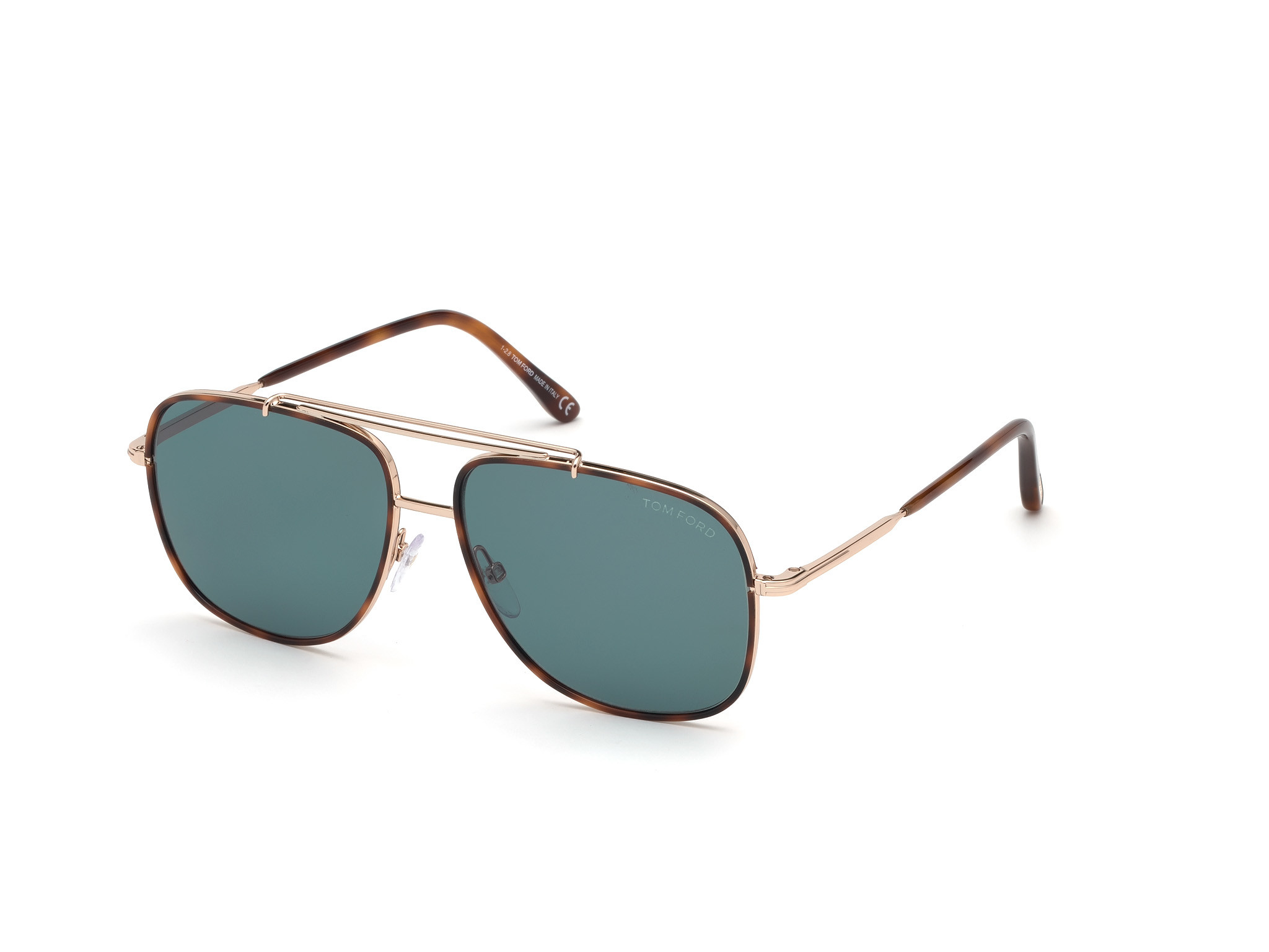 Tom Ford FT0693 Benton square sunglasses in Shiny Rose Gold, Classic Havana