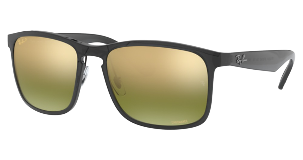 Ray-Ban RB4264 rectangle sunglasses in Grey/Green Mirror Gold Gradient