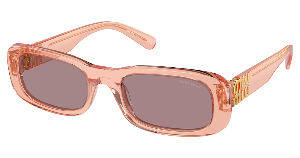 Miu Miu MU 08ZS rectangle sunglasses in Noisette Transparent/Light Purple Brown