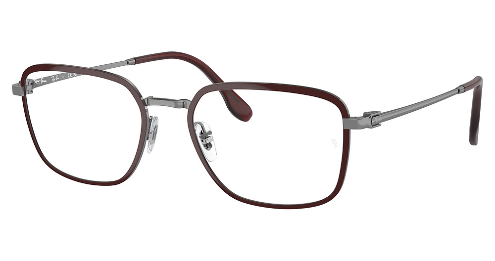 Ray-Ban RX6511 round eyeglasses in Red on Gunmetal