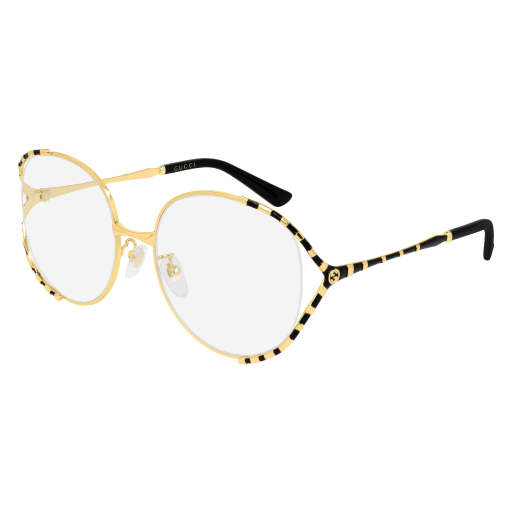 Gucci GG0596OA round eyeglasses in Gold Black Transparent