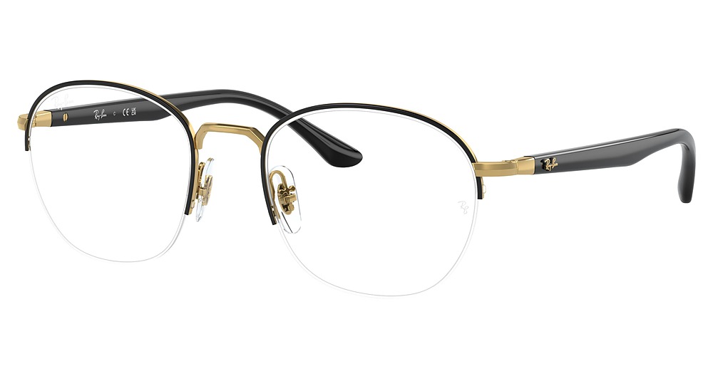 Ray-Ban RX6487 round eyeglasses in Black on Arista