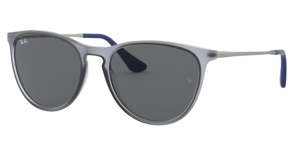 Ray-Ban RJ9060S JUNIOR ERIKA round sunglasses in Rubber Transparent Grey/Dark Grey
