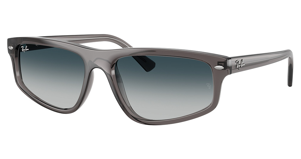 Ray-Ban RB2225 rectangle sunglasses in Opal Light Grey/Grey Gradient Blue