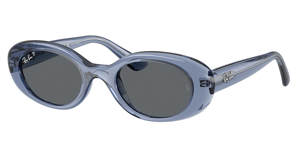 Ray-Ban RJ9141S round sunglasses in Transparent Blue/Dark Grey Polarized