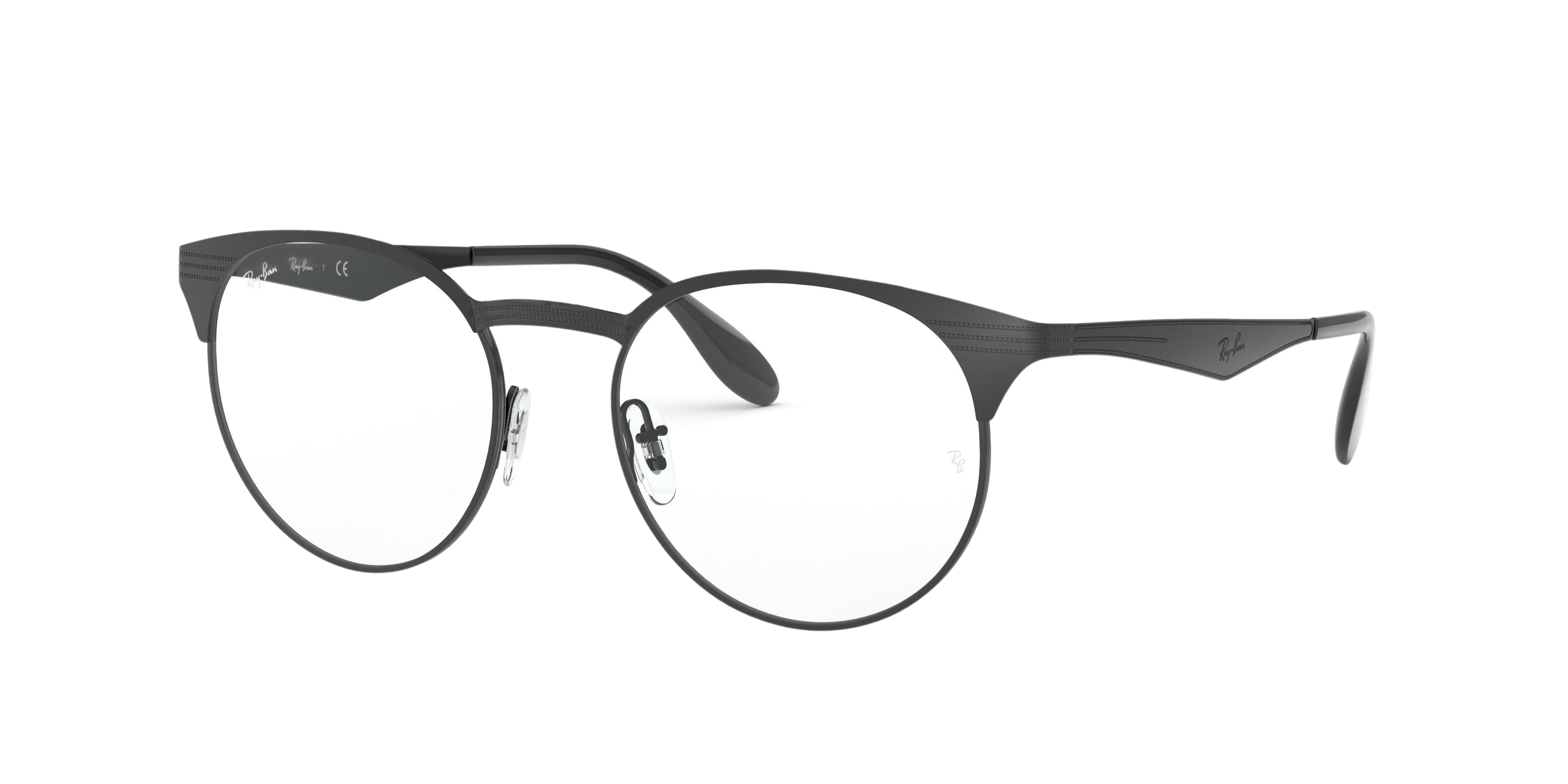 Ray-Ban RX6406 round eyeglasses in Black/Matte Black
