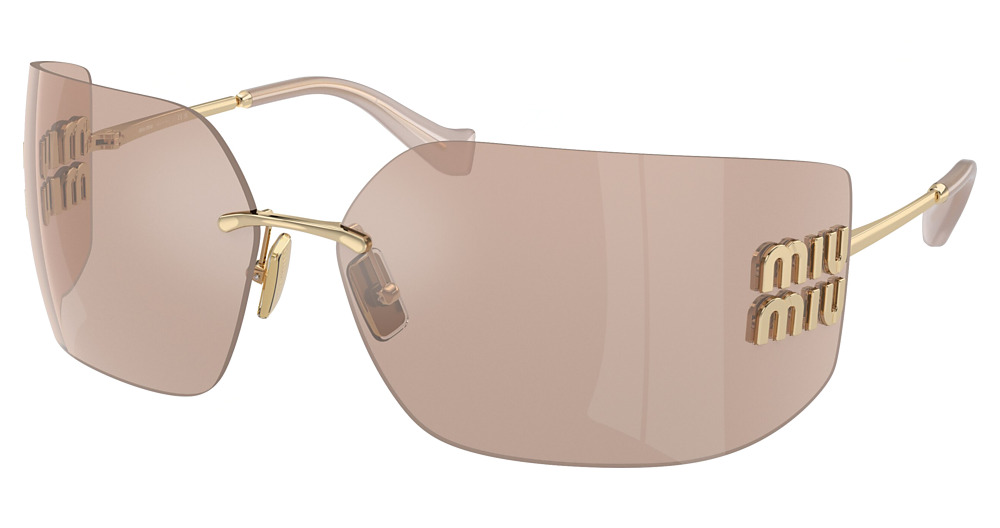 Miu Miu MU 54YS round sunglasses in Pale Gold/Pink Mirror