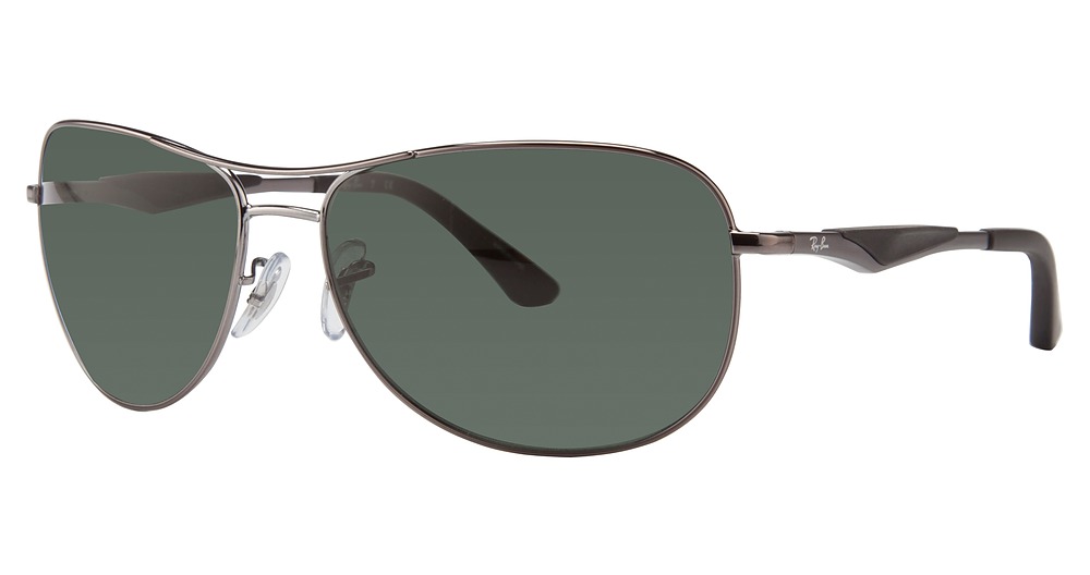 Ray-Ban RB3519 aviator sunglasses in Gunmetal/Green