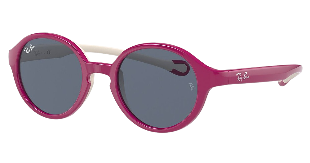 Ray-Ban RJ9075S round sunglasses in Fuchsia on Rubber Cream/Dark Grey