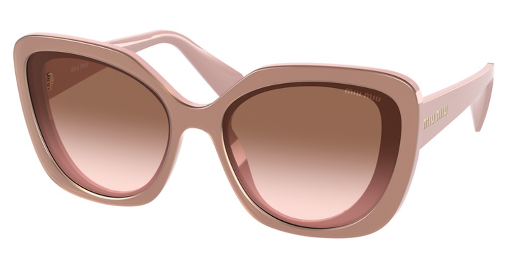 Miu Miu MU 06XSA cateye sunglasses in Top Transparent Pink on/Brown Gradient