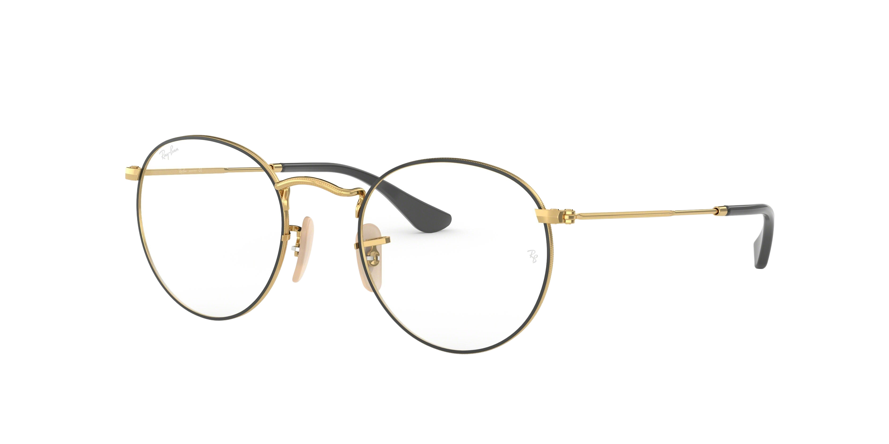 Ray-Ban RX3447V round eyeglasses in Gold on Top Black