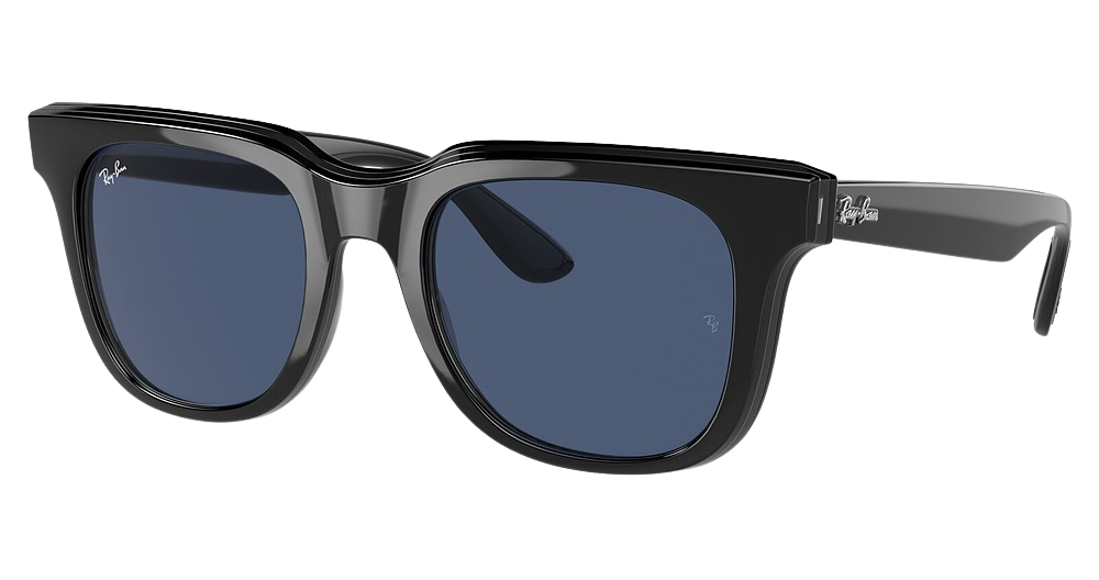 Ray-Ban RB4368 round sunglasses in Black Transparent Black/Dark Blue