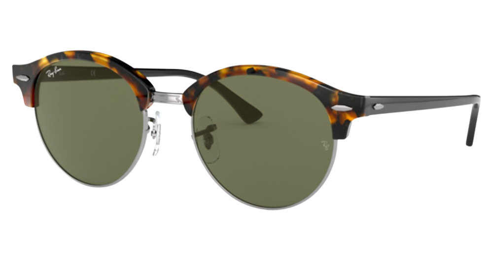 Ray-Ban RB4246 CLUBROUND round sunglasses in Spotted Black Havana/G 15 Green