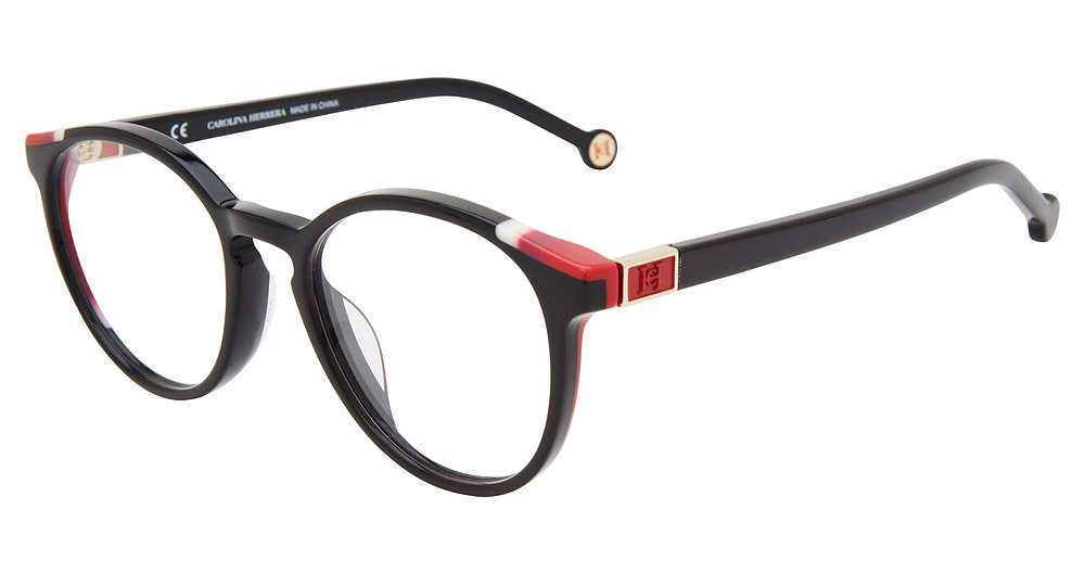 Carolina Herrera VHE875K round eyeglasses in Black 700 Y
