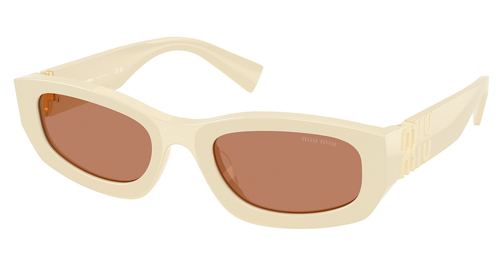Miu Miu MU B04SF round sunglasses in Milk/Brown