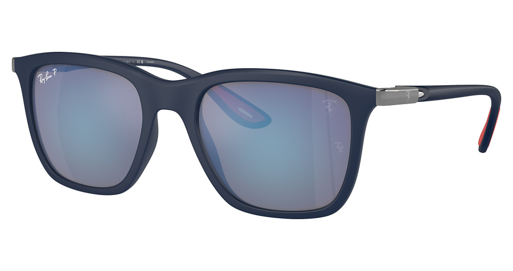 Ray-Ban RB4433M square sunglasses in Matte Blue/Grey Mir Blue Polarized