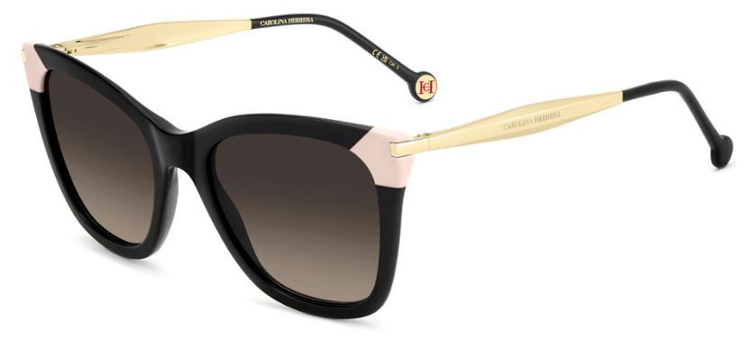 Carolina Herrera HER 0307/S rectangle sunglasses in Black/Brown Shaded