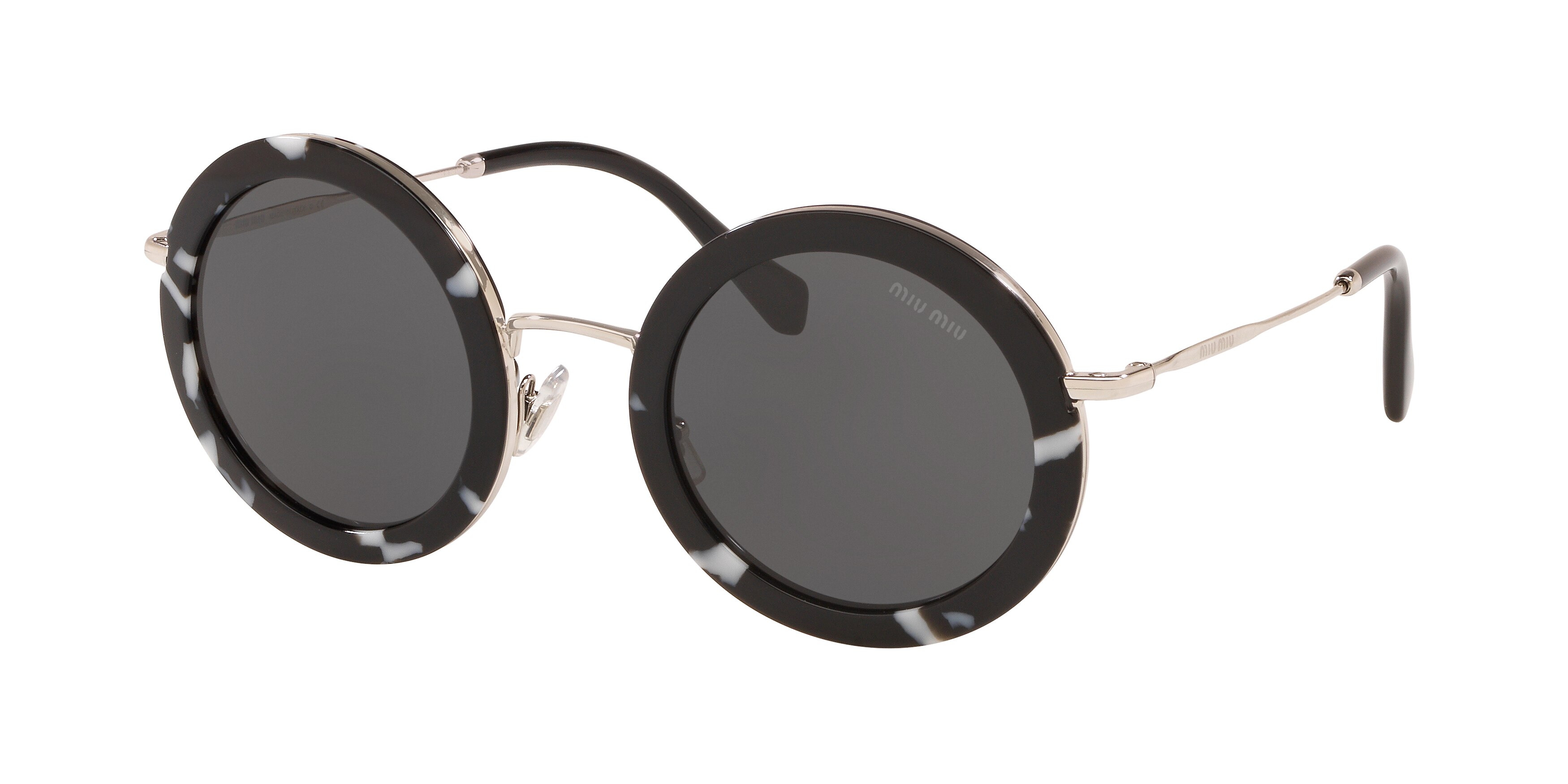 Miu Miu MU 59US round sunglasses in Havana Black/White