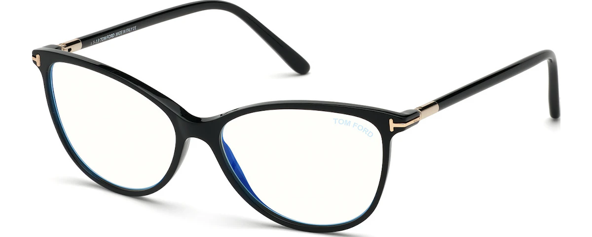 Shiny Black W. Shiny Rose Gold Details/ Blue Block Lenses