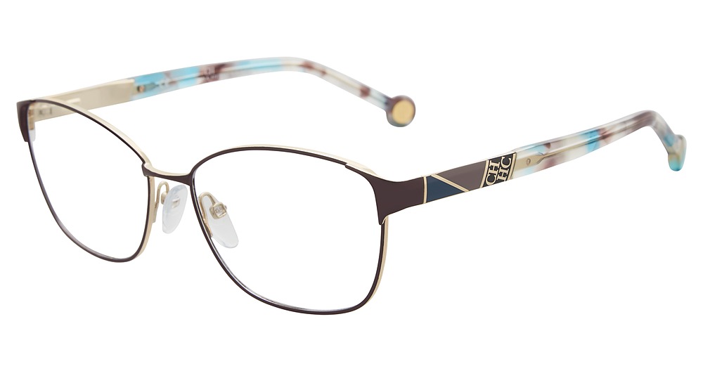 Carolina Herrera VHE109K round eyeglasses in Brown 0367