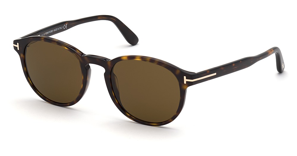 Tom Ford FT0834-F round sunglasses in Dark Havana/Roviex