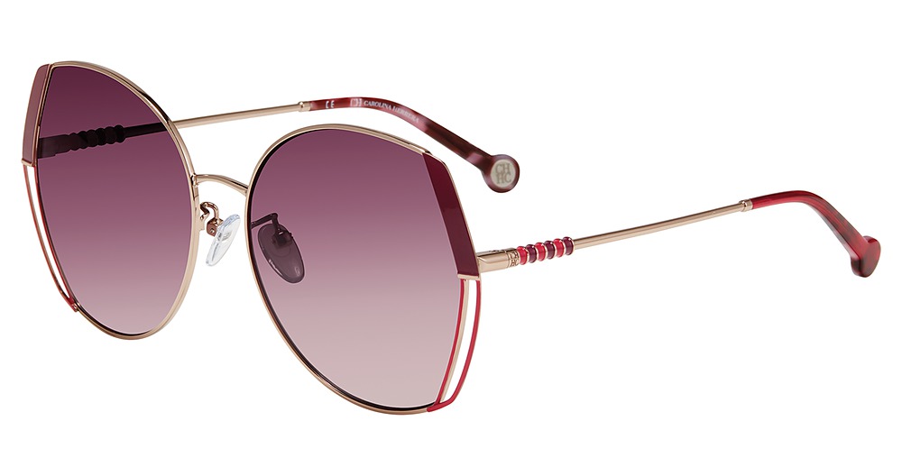 Carolina Herrera SHE162 round sunglasses in Gold Burgundy 0 E59