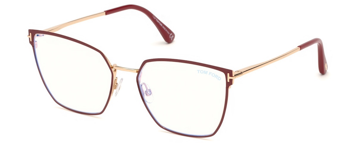 Red Enamel, Shiny Rose Gold, Red Tips/ Blue Block Lenses