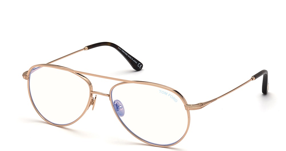Tom Ford FT5693-B round eyeglasses in Shiny Rose Gold