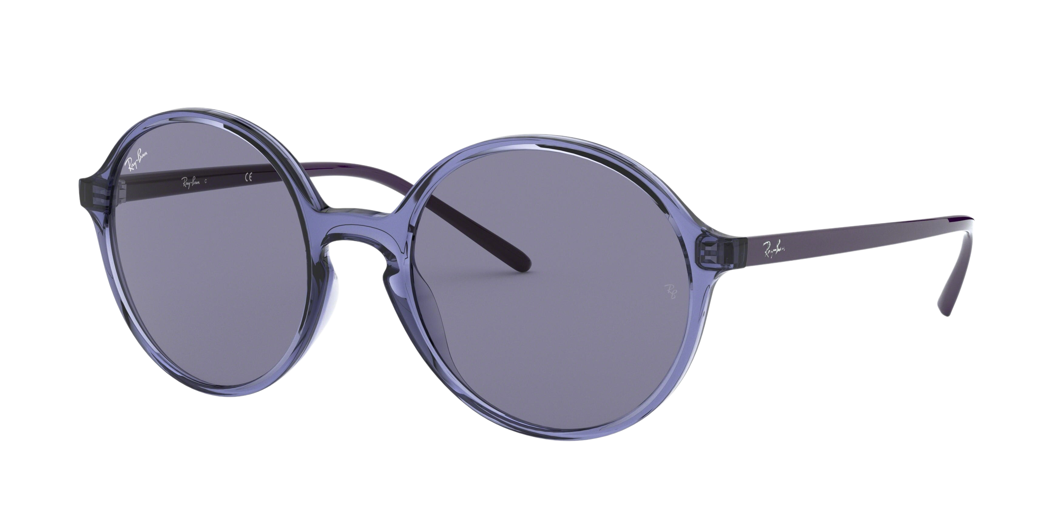 Ray-Ban RB4304F round sunglasses in Transparent Violet
