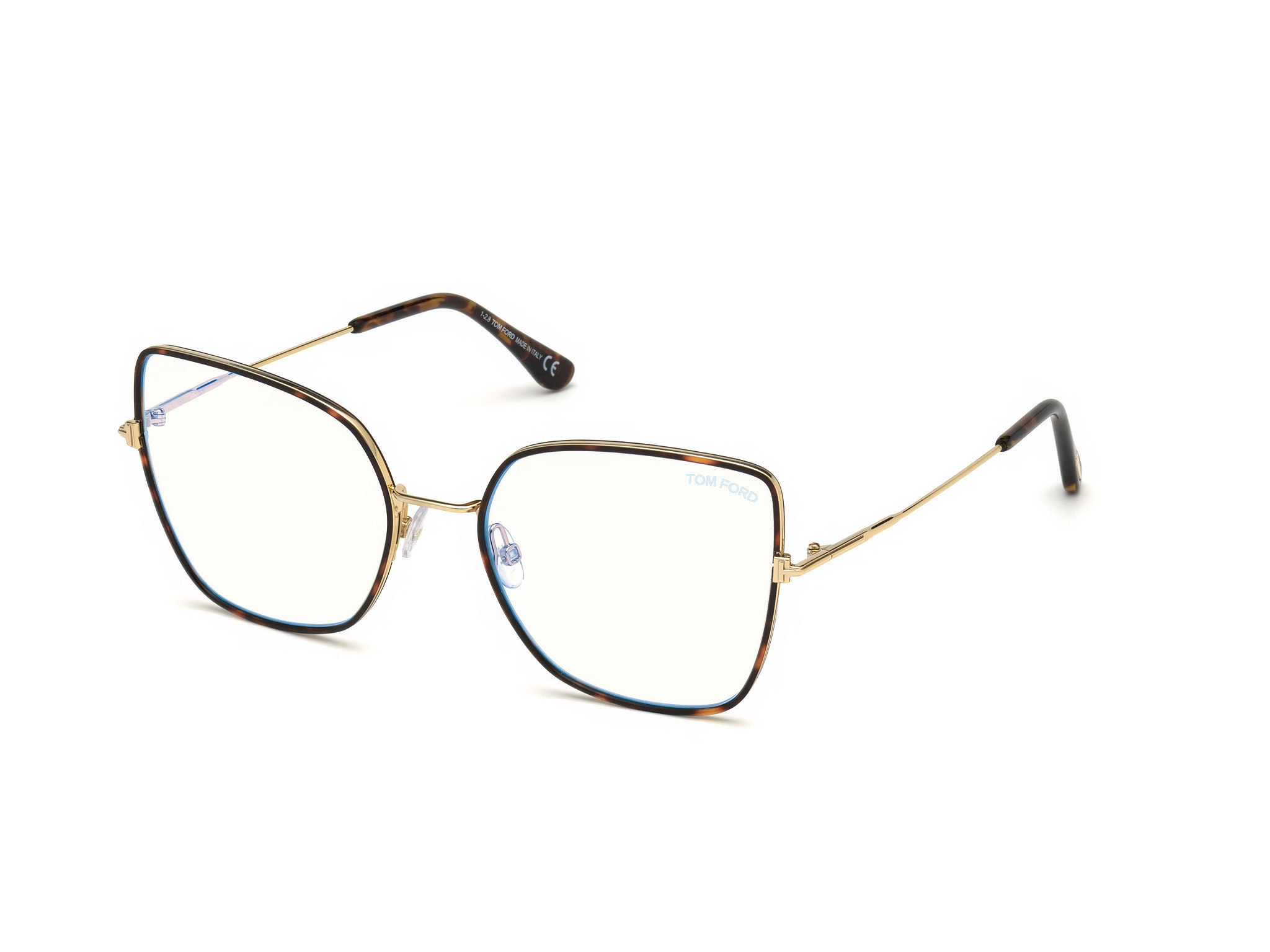 Tom Ford FT5630-B square eyeglasses in Shiny Dark Havana, Shiny Rose Gold