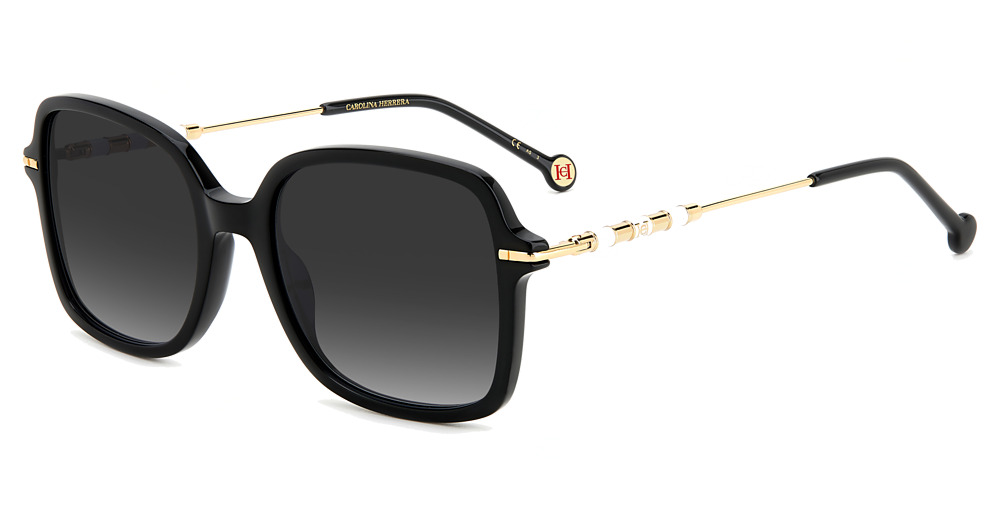Carolina Herrera HER 0101/S square sunglasses in Black/Dark Grey Shaded