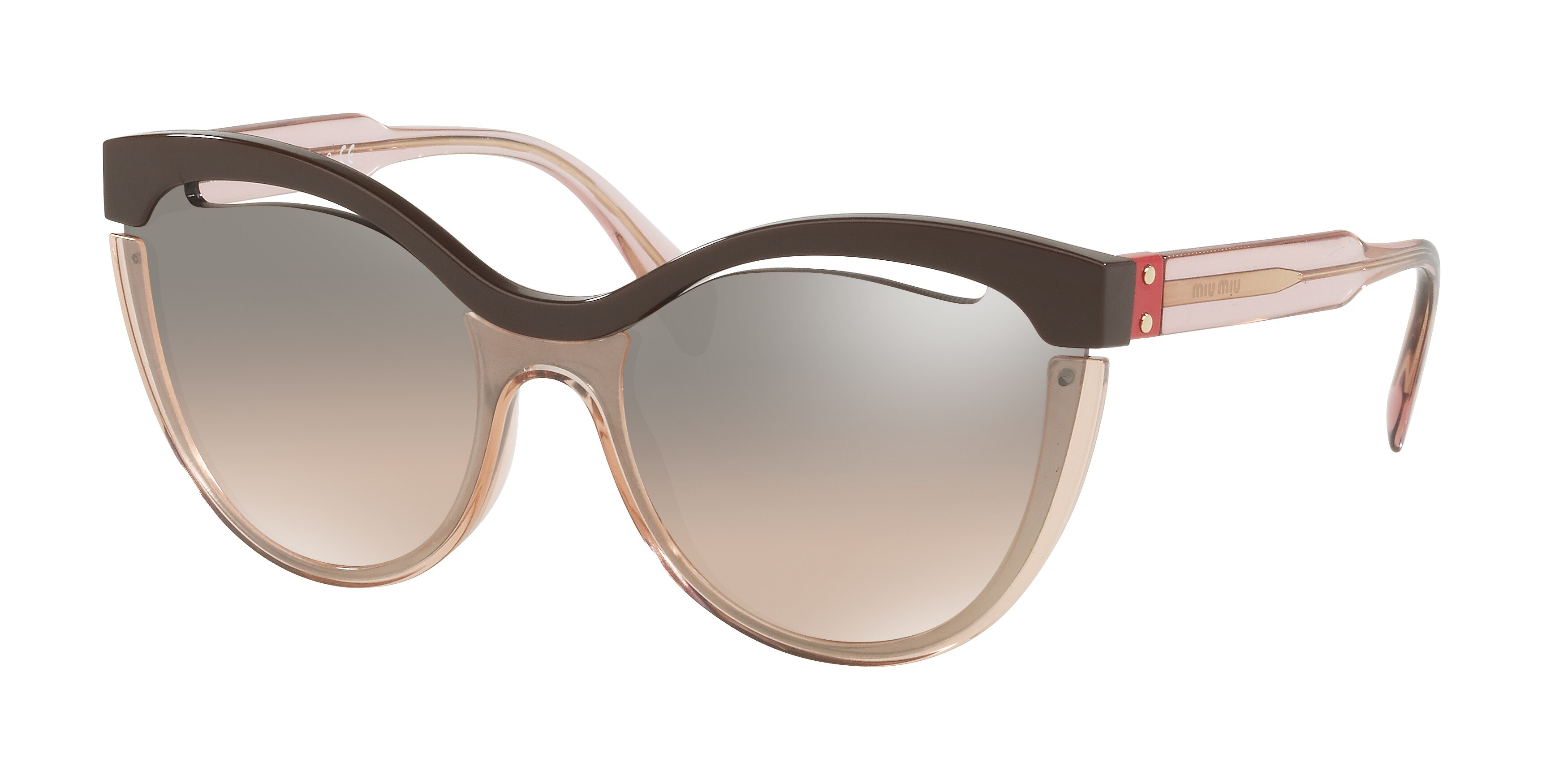 Miu Miu MU 01TS square sunglasses in Brown/Transparent Pink