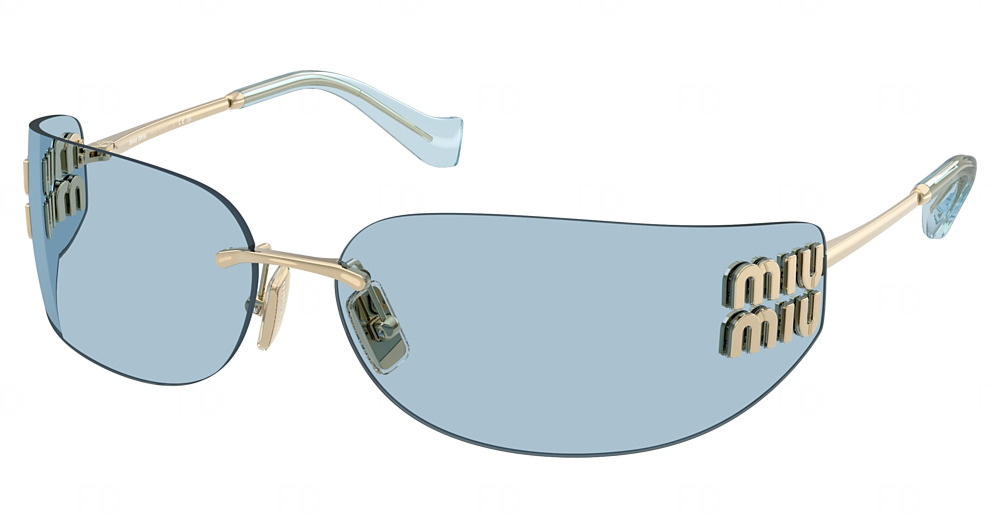 Miu Miu MU A51S round sunglasses in Pale Gold/Light Blue