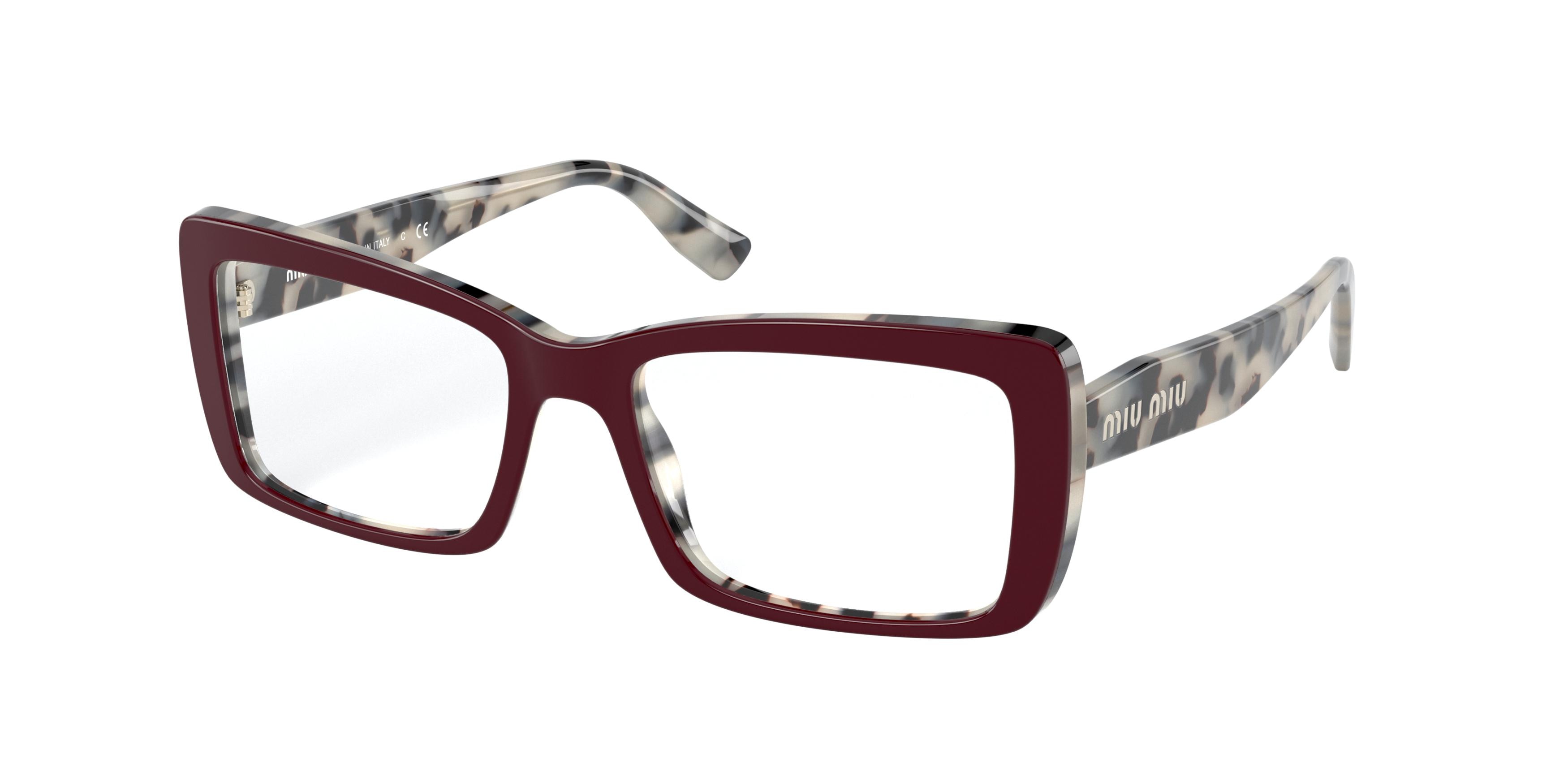 Miu Miu MU 03SV rectangle eyeglasses in Beige Havana Top Bordeaux